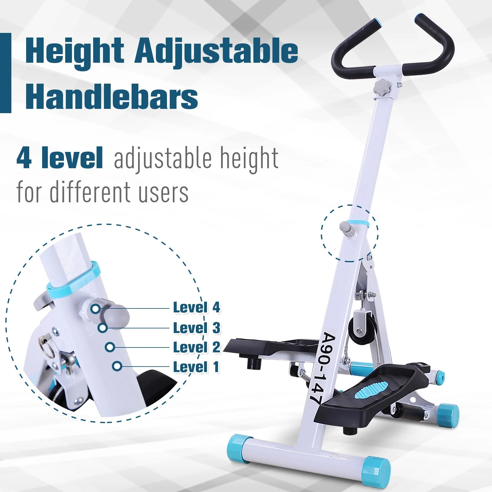 Stepper w/ Handle Hand Grip Workout Fitness Machine For Fitness Aerobic Exercise Home Gym White - Image 4