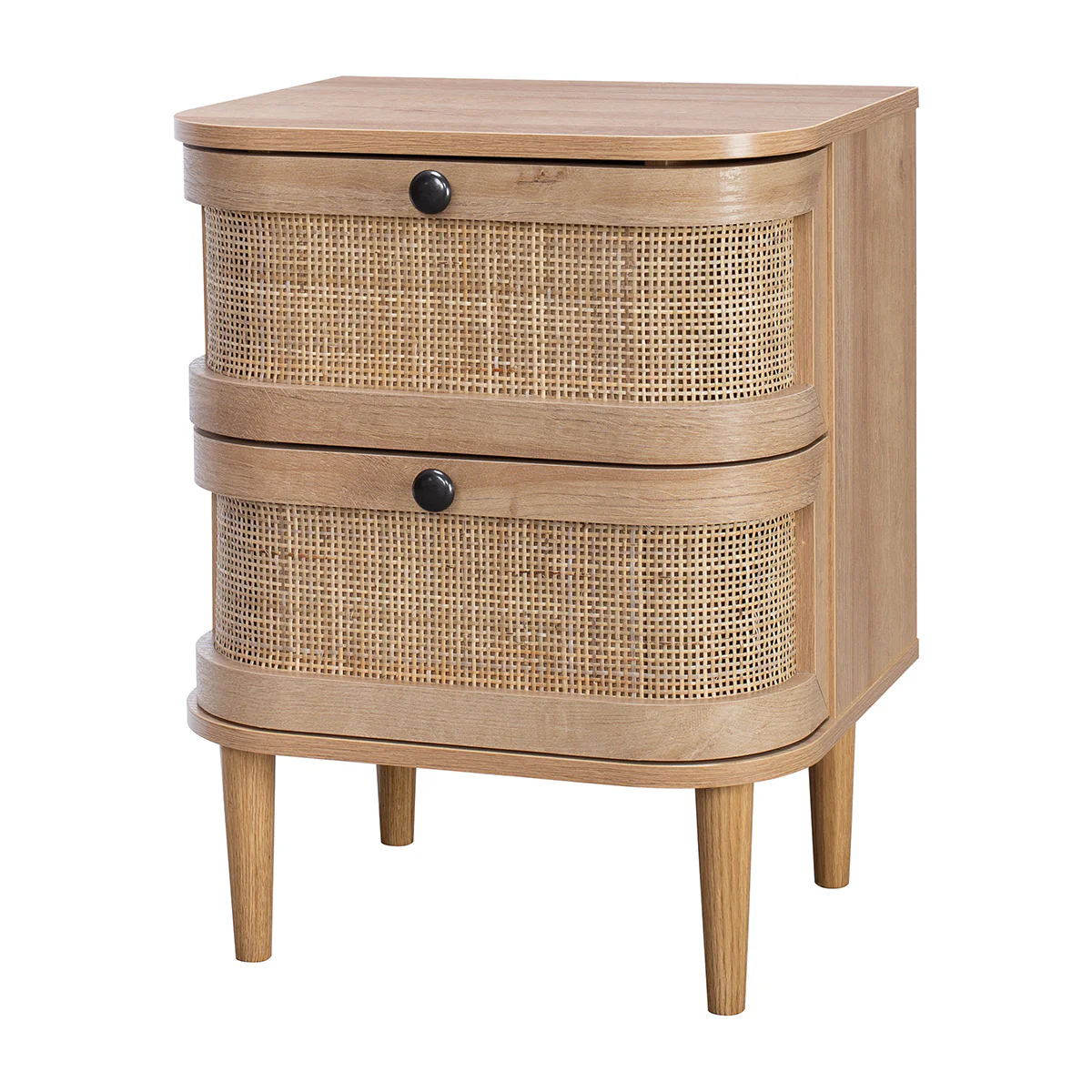 Stockholm Bedside Table Beige 2 Drawers - Image 2