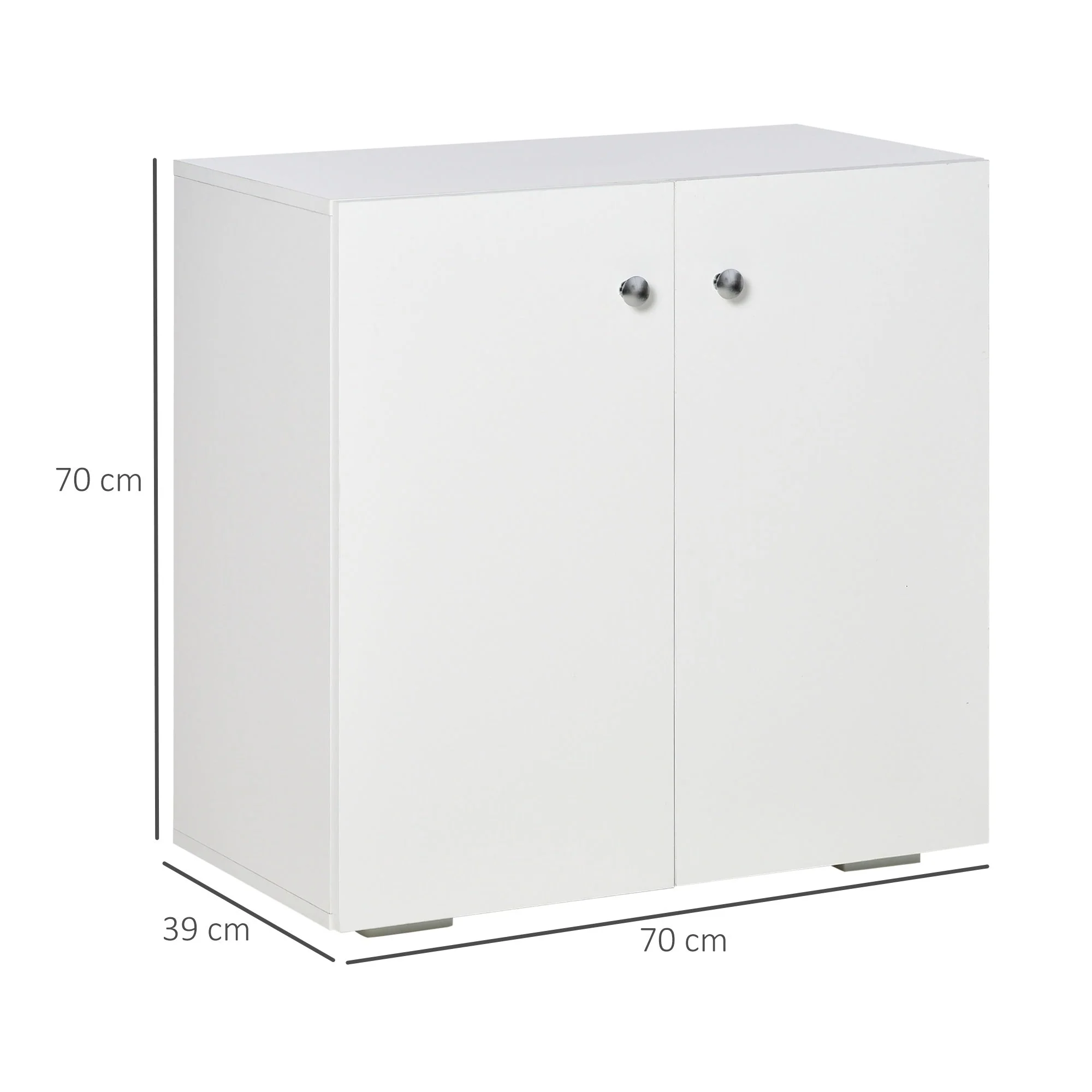 Storage Cabinet w/ Two Shelves Wooden Sideboard Freestanding Kitchen Cupboard Bookcase - White - Image 3