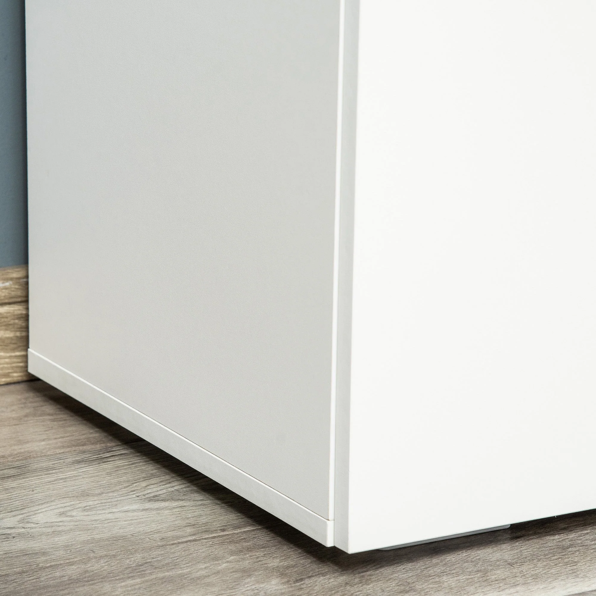 Storage Cabinet w/ Two Shelves Wooden Sideboard Freestanding Kitchen Cupboard Bookcase - White - Image 8