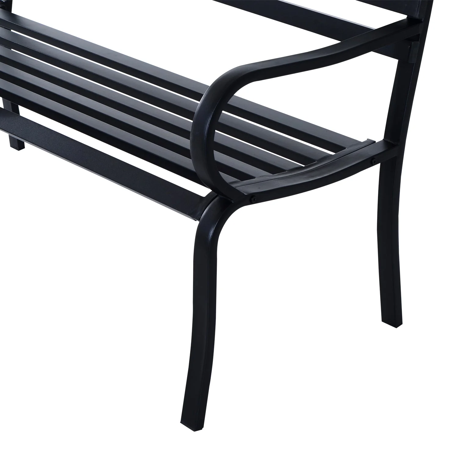 Stylish 2 Seater Metal Garden Porch Chair Bench Stable Patio Outdoor Park Metal Bench - Black - Image 7