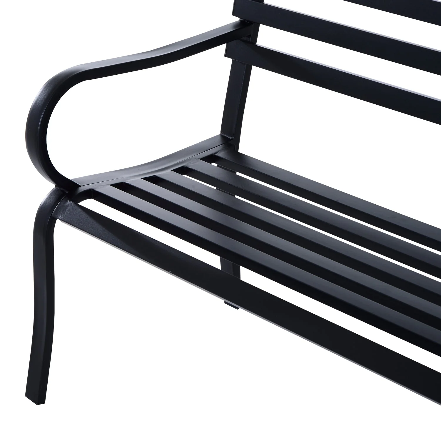 Stylish 2 Seater Metal Garden Porch Chair Bench Stable Patio Outdoor Park Metal Bench - Black - Image 8