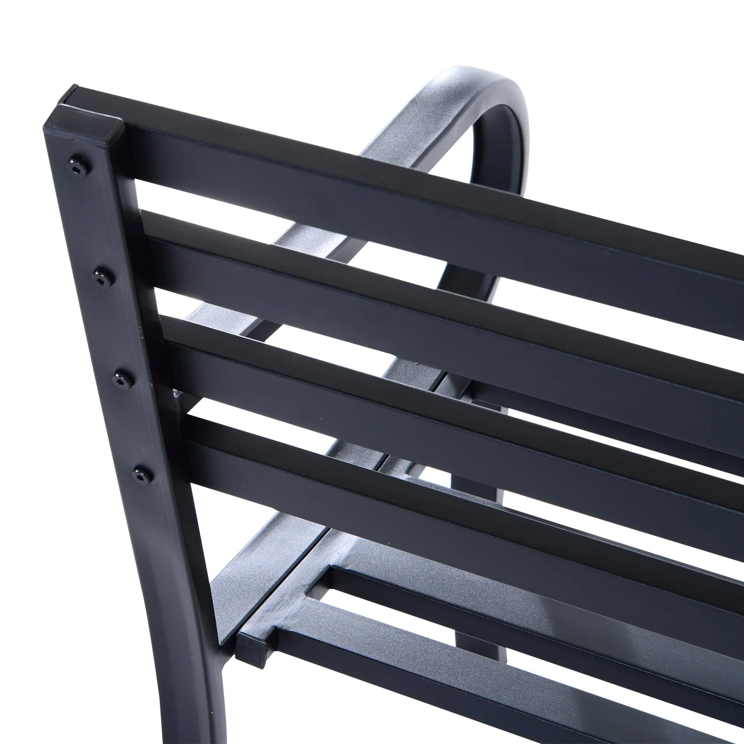 Stylish 2 Seater Metal Garden Porch Chair Bench Stable Patio Outdoor Park Metal Bench - Black - Image 9