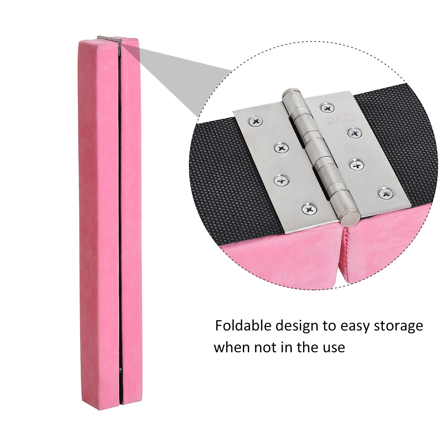 Suede Upholstered Wooden Folding Balance Beam Trainer Pink - Image 3