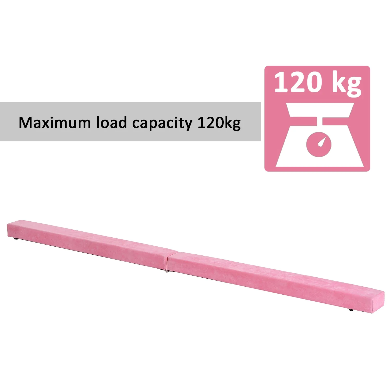 Suede Upholstered Wooden Folding Balance Beam Trainer Pink - Image 4