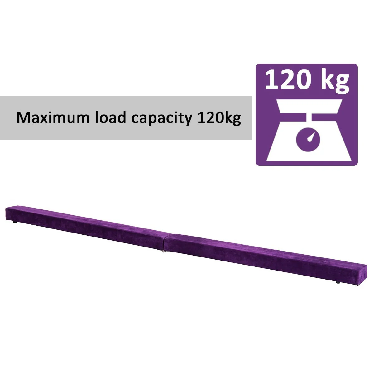 Suede Upholstered Wooden Folding Balance Beam Trainer Purple - Image 2