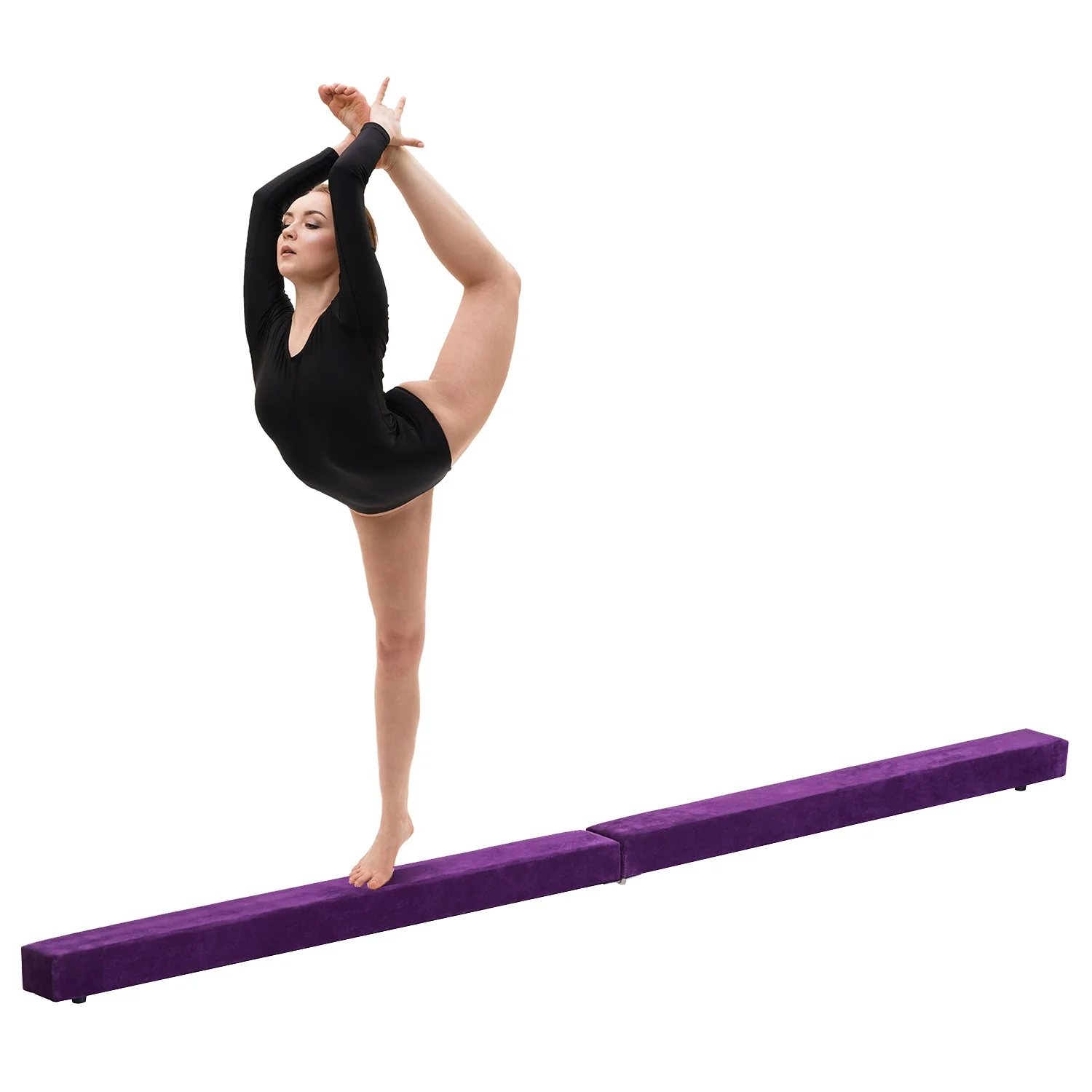 Suede Upholstered Wooden Folding Balance Beam Trainer Purple - Image 3