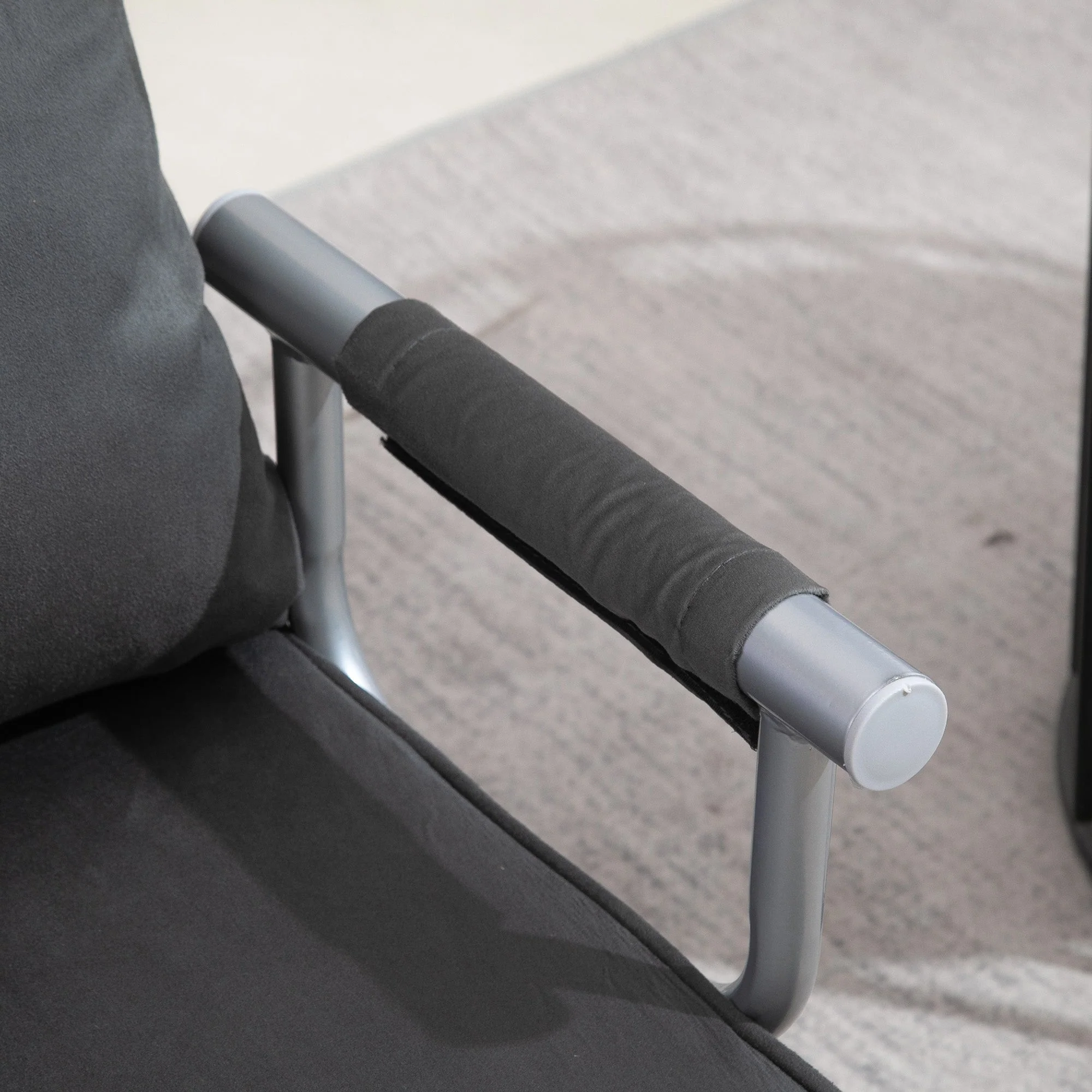 Suedette Adjustable Back Futon Sofa Chair - Dark Grey - Image 9