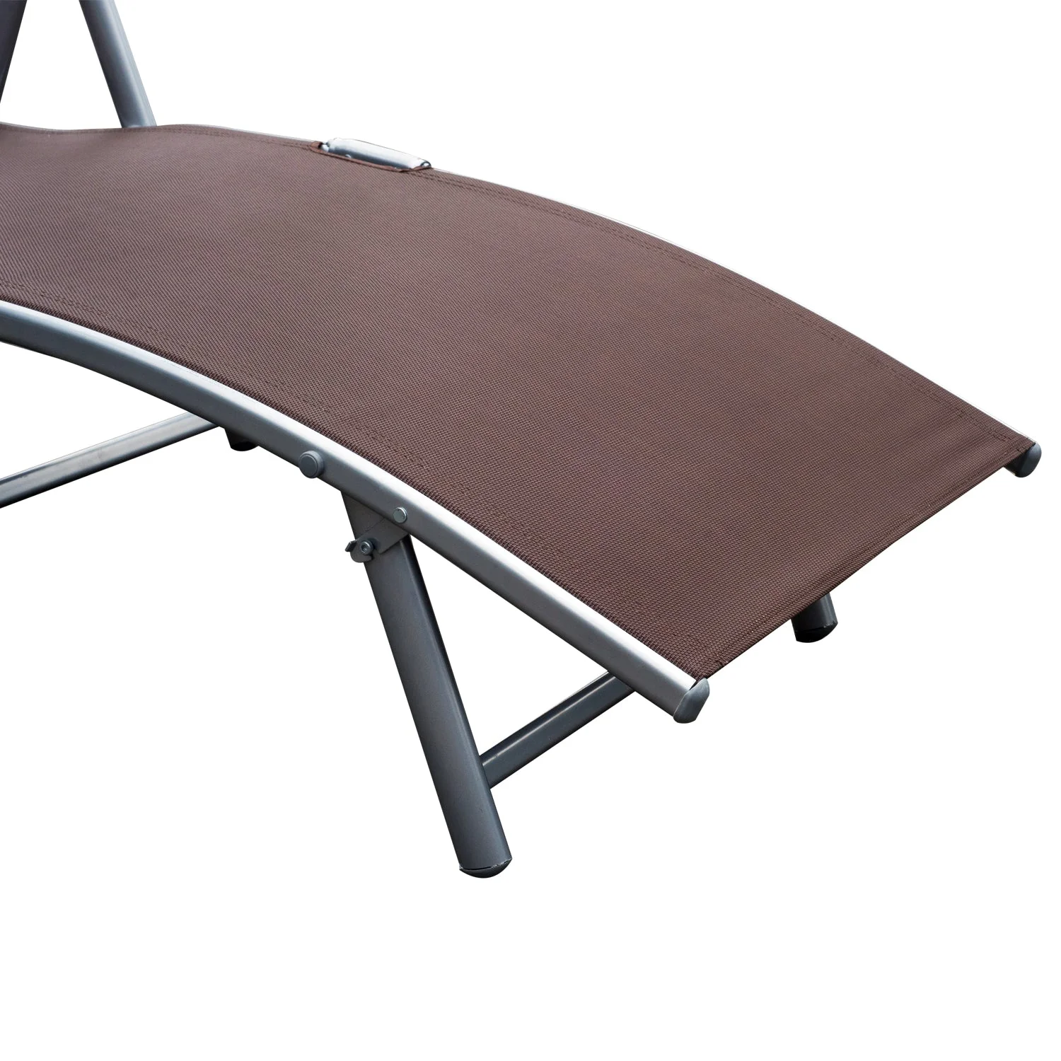 Sun Lounger Steel Frame Outdoor Folding Chaise Texteline Lounge Chair Recliner with Headrest & 7 Levels Adjustable Backrest - Image 7