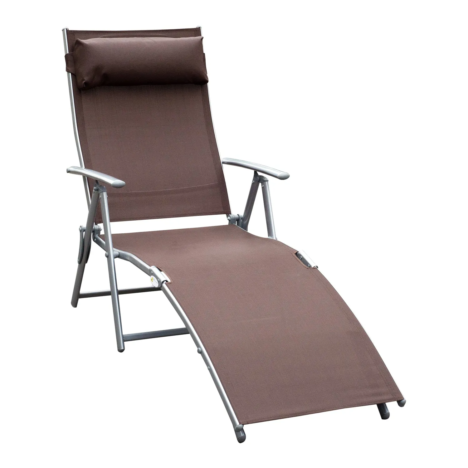 Sun Lounger Steel Frame Outdoor Folding Chaise Texteline Lounge Chair Recliner with Headrest & 7 Levels Adjustable Backrest - Image 9