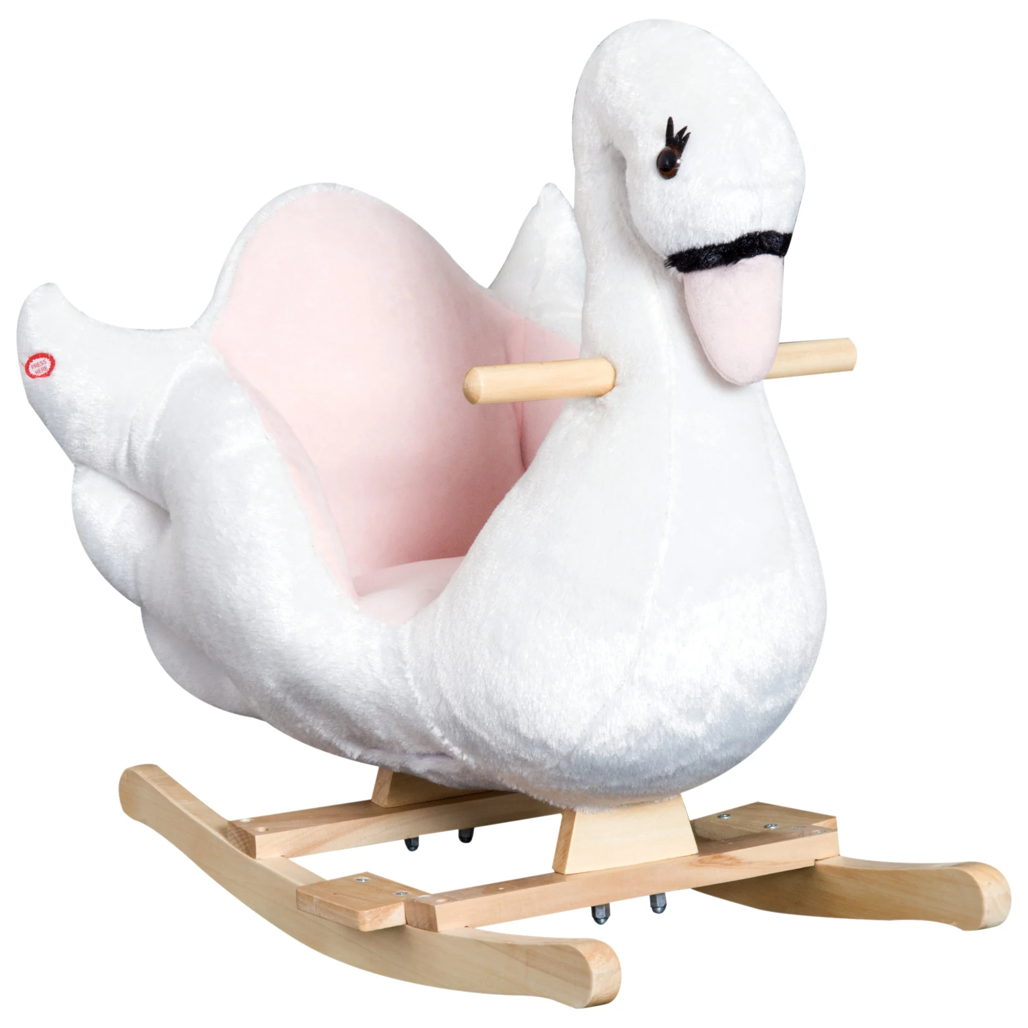 Swan Ride On Rocking Horse With Safety Seat 18+ Months White & Pink by Aosom - Image 2