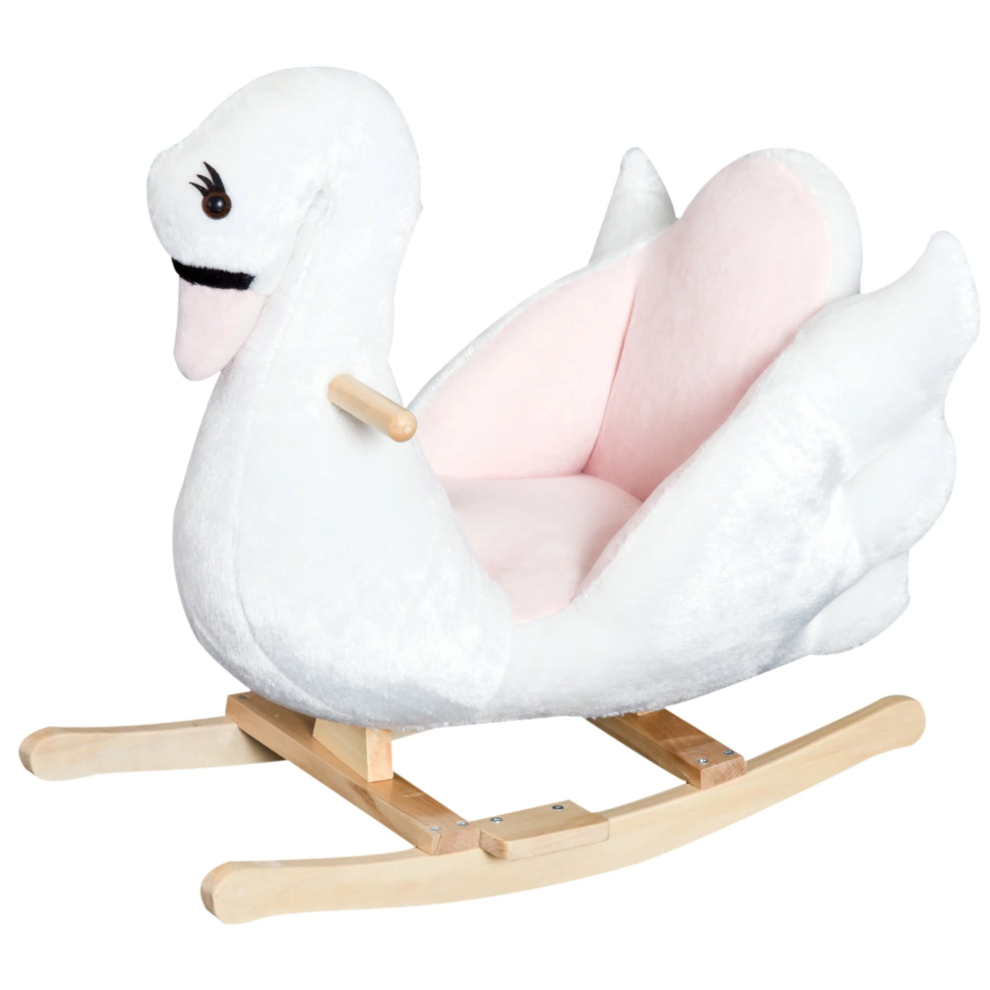 Swan Ride On Rocking Horse With Safety Seat 18+ Months White & Pink by Aosom - Image 9