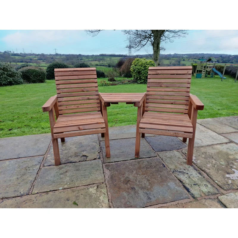 Swedish Redwood Angled Garden Tete a Tete by Churnet Valley - 2 Seats - Image 3