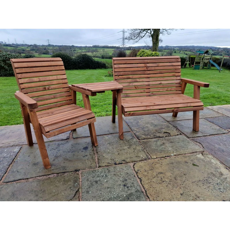 Swedish Redwood Angled Garden Tete a Tete by Churnet Valley - 3 Seats - Image 3