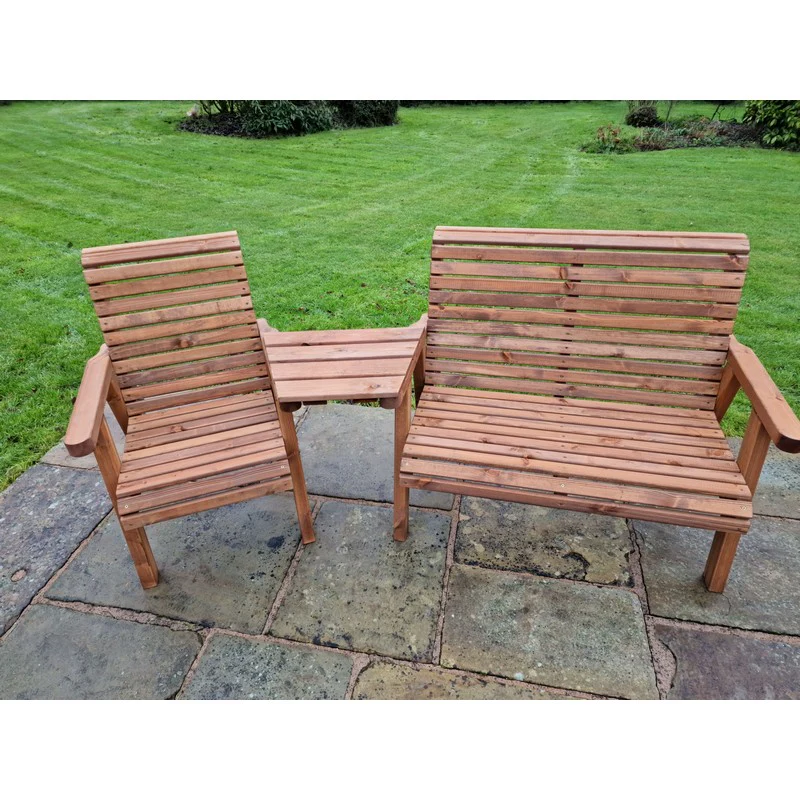 Swedish Redwood Angled Garden Tete a Tete by Churnet Valley - 3 Seats - Image 4