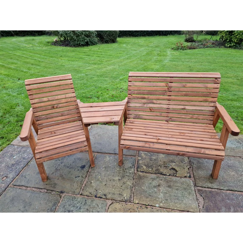 Swedish Redwood Angled Garden Tete a Tete by Churnet Valley - 3 Seats - Image 5
