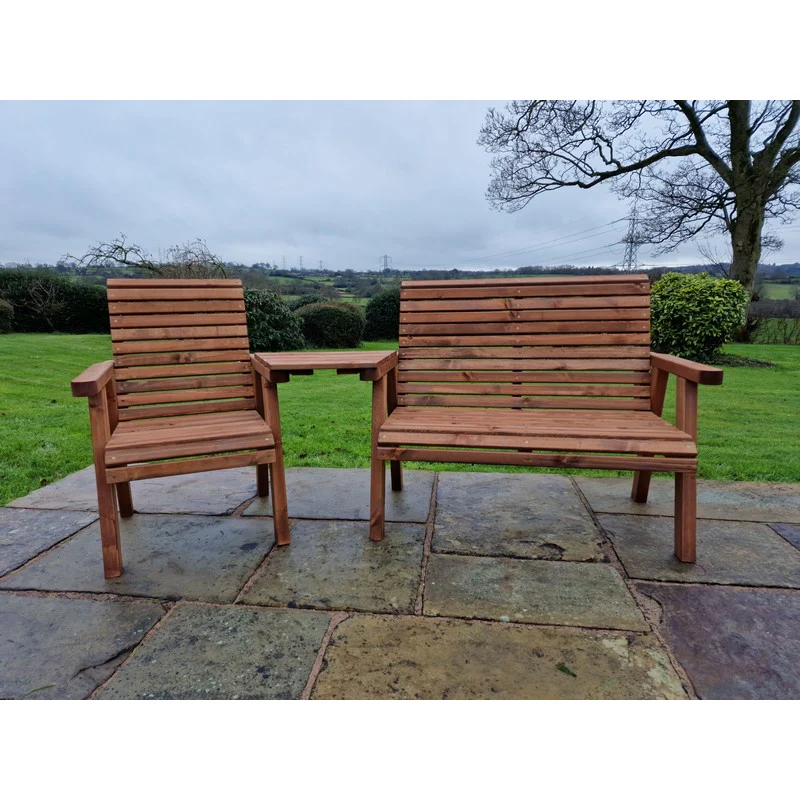 Swedish Redwood Angled Garden Tete a Tete by Churnet Valley - 3 Seats - Image 6