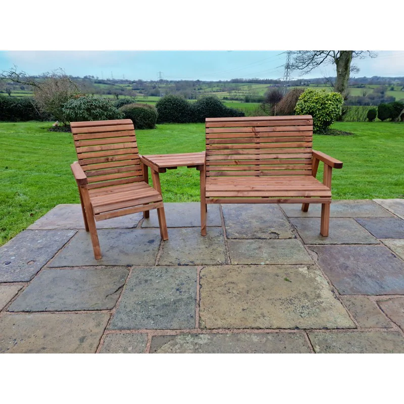 Swedish Redwood Angled Garden Tete a Tete by Churnet Valley - 3 Seats - Image 7