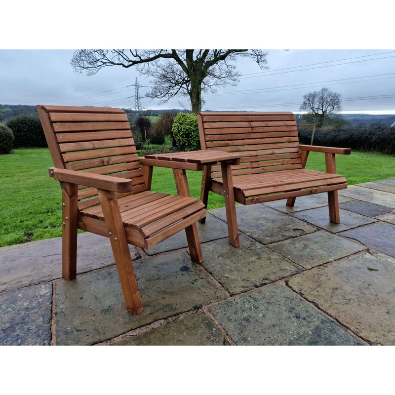 Swedish Redwood Angled Garden Tete a Tete by Churnet Valley - 3 Seats - Image 8