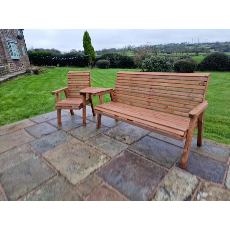 Swedish Redwood Angled Garden Tete a Tete by Churnet Valley - 4 Seat - Image 2