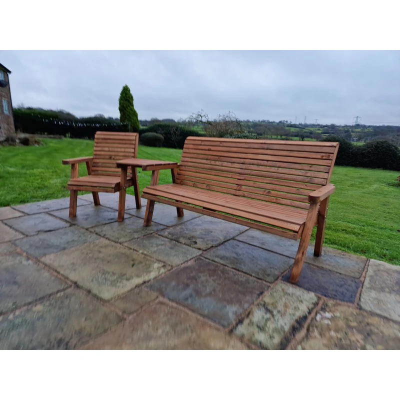 Swedish Redwood Angled Garden Tete a Tete by Churnet Valley - 4 Seat - Image 3