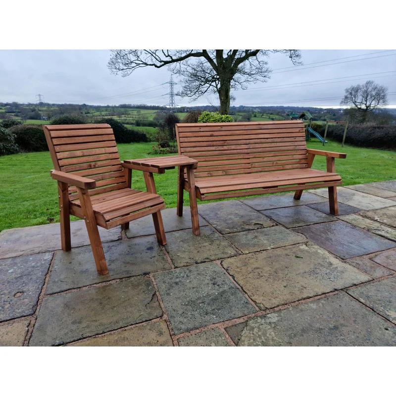 Swedish Redwood Angled Garden Tete a Tete by Churnet Valley - 4 Seat - Image 4