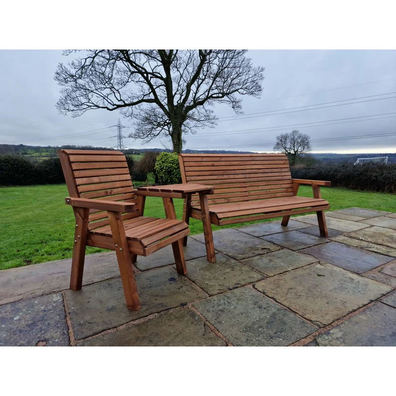 Swedish Redwood Angled Garden Tete a Tete by Churnet Valley - 4 Seat - Image 5