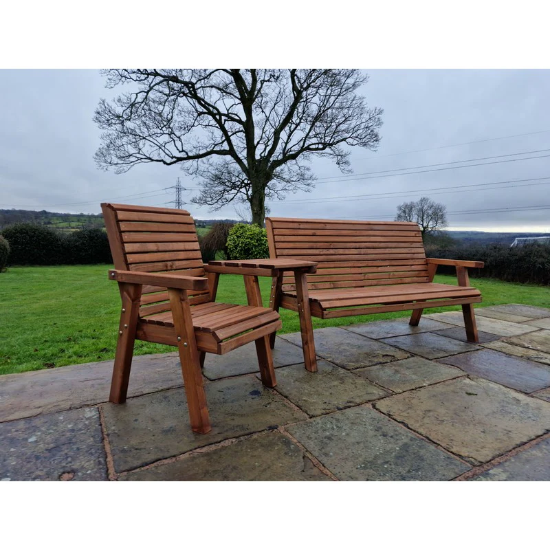 Swedish Redwood Angled Garden Tete a Tete by Churnet Valley - 4 Seat - Image 6