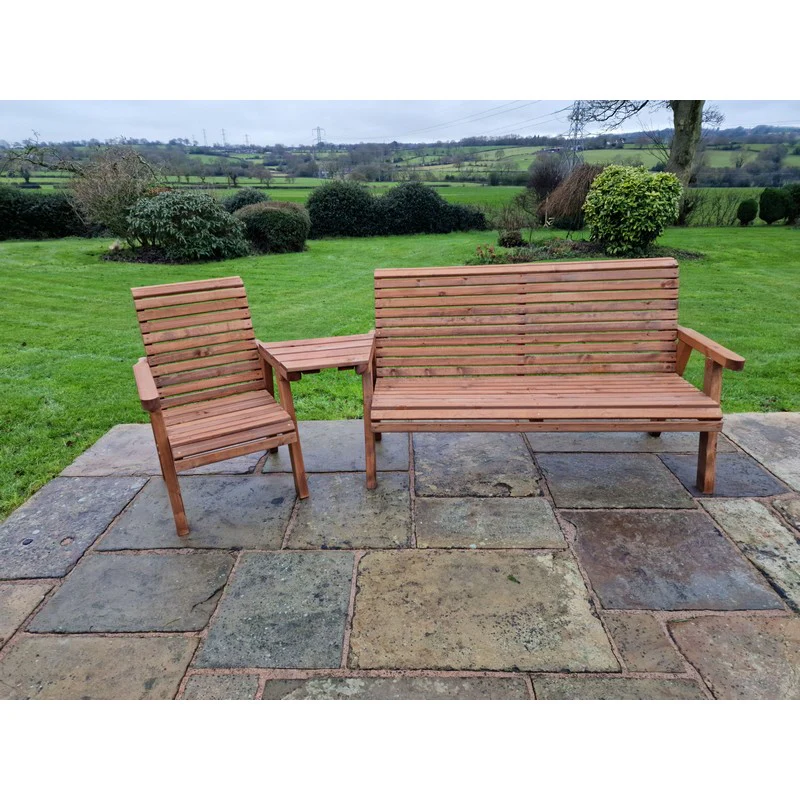 Swedish Redwood Angled Garden Tete a Tete by Churnet Valley - 4 Seat - Image 7