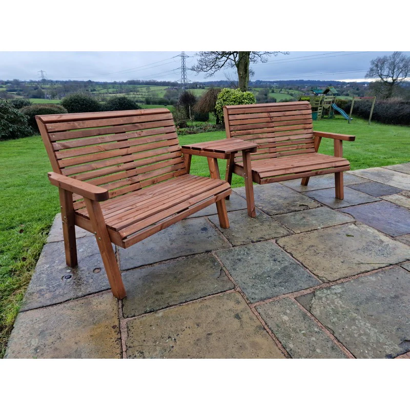 Swedish Redwood Angled Garden Tete a Tete by Churnet Valley - 4 Seat - Image 10
