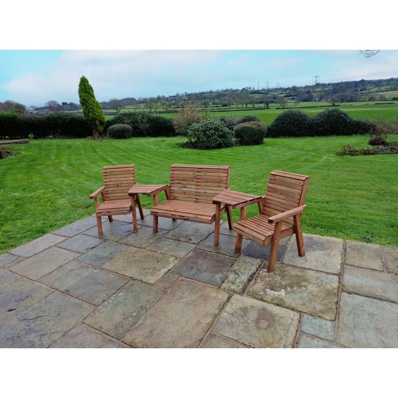 Swedish Redwood Angled Garden Tete a Tete by Churnet Valley - 4 Seat - Image 2
