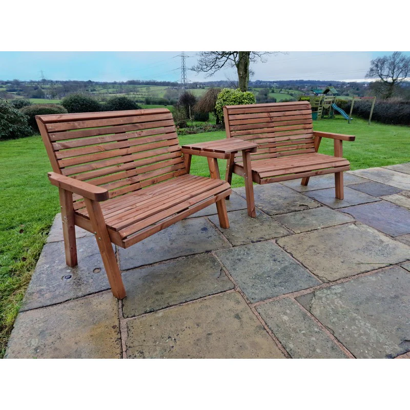 Swedish Redwood Angled Garden Tete a Tete by Churnet Valley - 4 Seat - Image 3