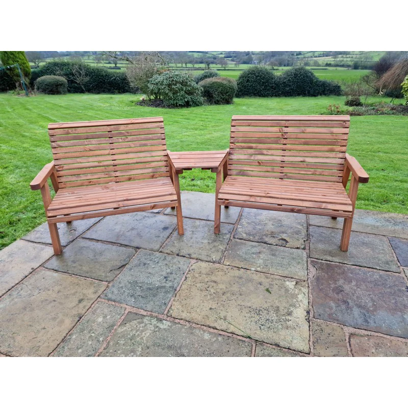 Swedish Redwood Angled Garden Tete a Tete by Churnet Valley - 4 Seat - Image 7