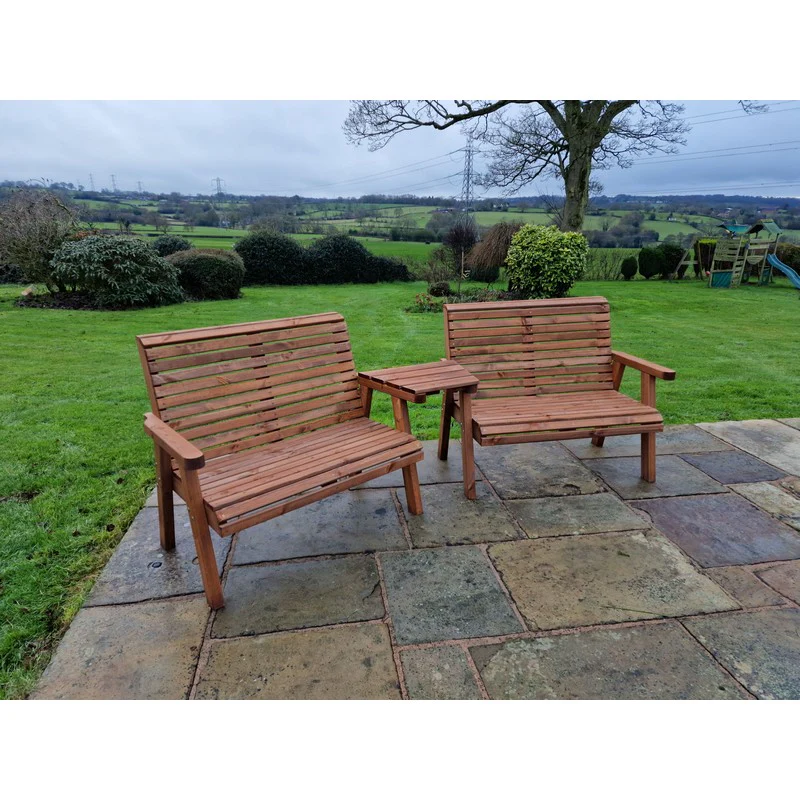 Swedish Redwood Angled Garden Tete a Tete by Churnet Valley - 4 Seat - Image 9