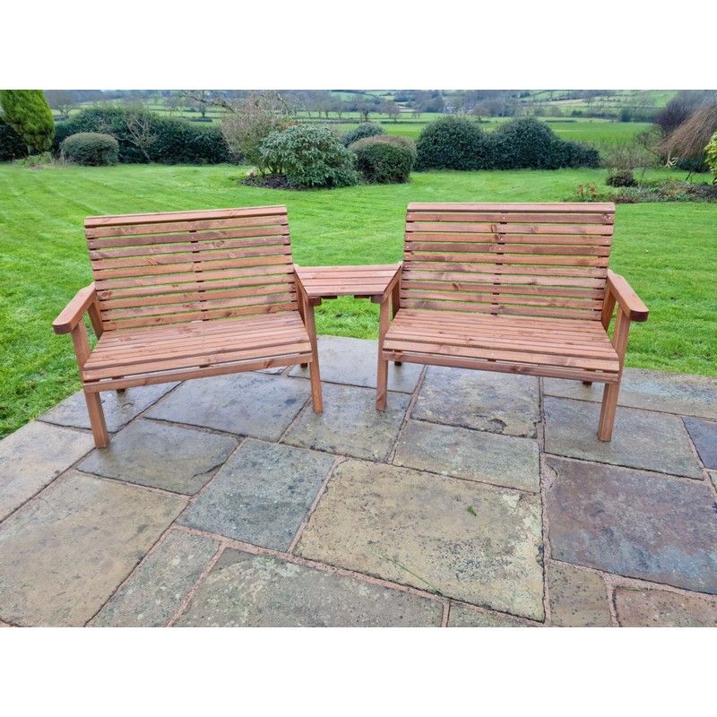 Swedish Redwood Angled Garden Tete a Tete by Croft - 4 Seats - Image 2