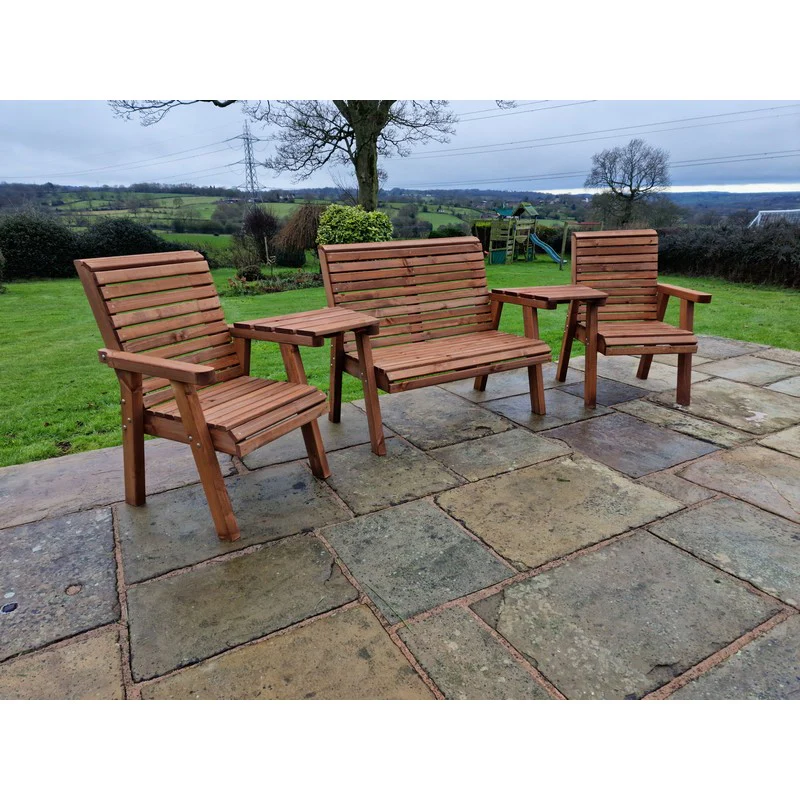 Swedish Redwood Angled Garden Tete a Tete by Croft - 4 Seats - Image 4