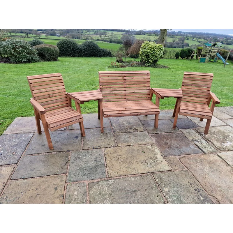 Swedish Redwood Angled Garden Tete a Tete by Croft - 4 Seats - Image 5