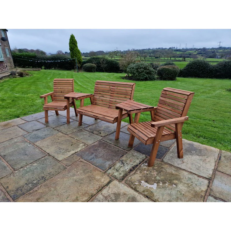 Swedish Redwood Angled Garden Tete a Tete by Croft - 4 Seats - Image 6