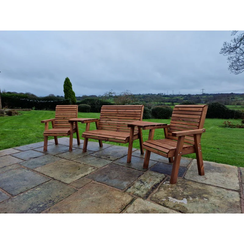 Swedish Redwood Angled Garden Tete a Tete by Croft - 4 Seats - Image 8