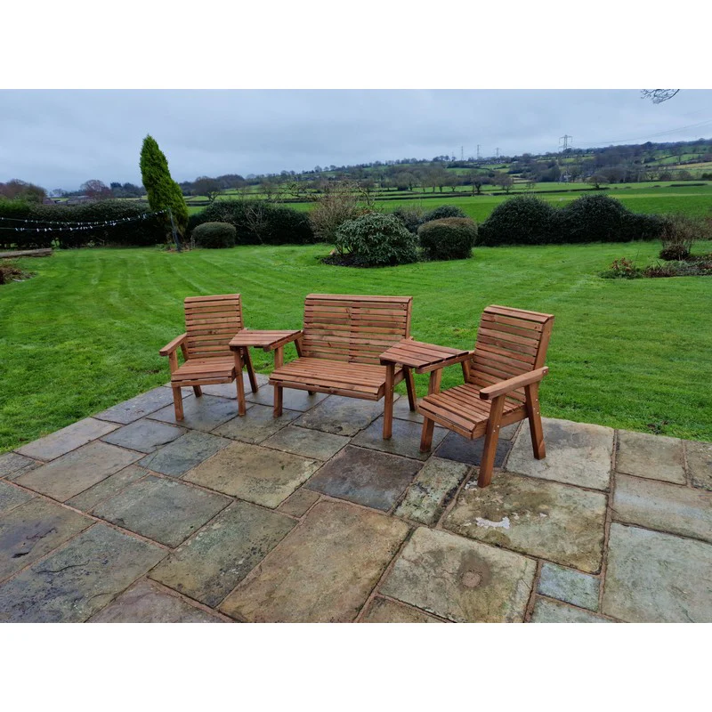 Swedish Redwood Angled Garden Tete a Tete by Croft - 4 Seats - Image 9