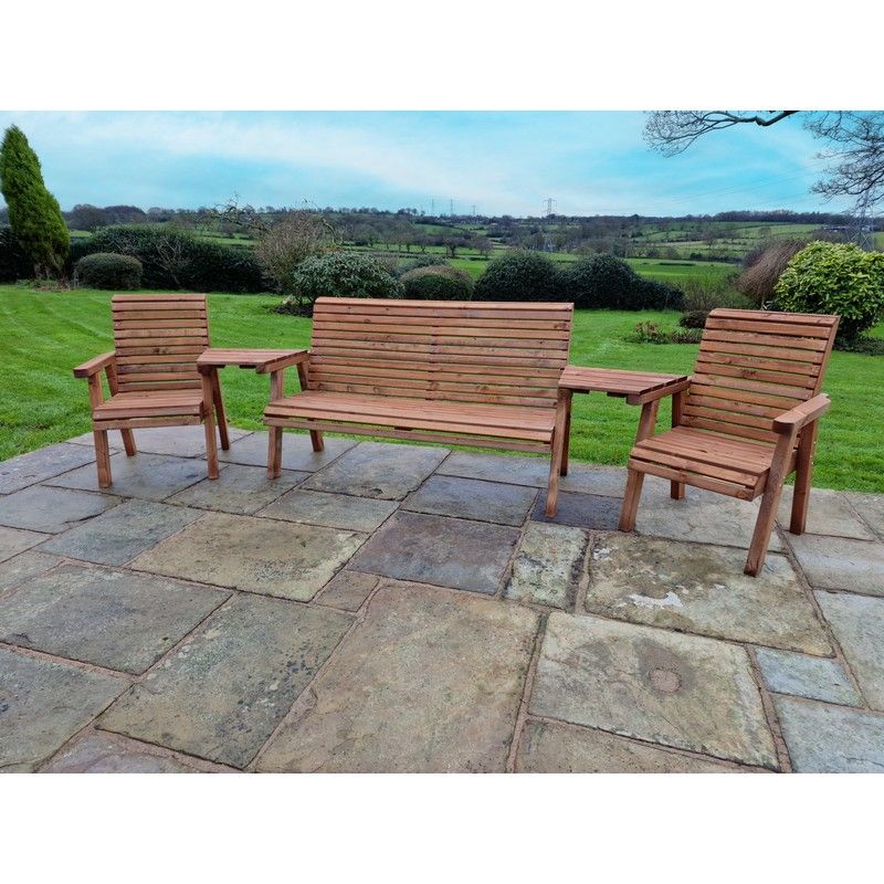 Swedish Redwood Angled Garden Tete a Tete by Croft - 5 Seat - Image 2