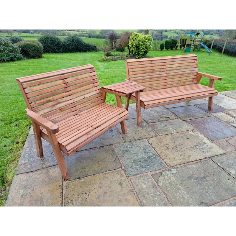 Swedish Redwood Angled Garden Tete a Tete by Croft - 5 Seat - Image 3