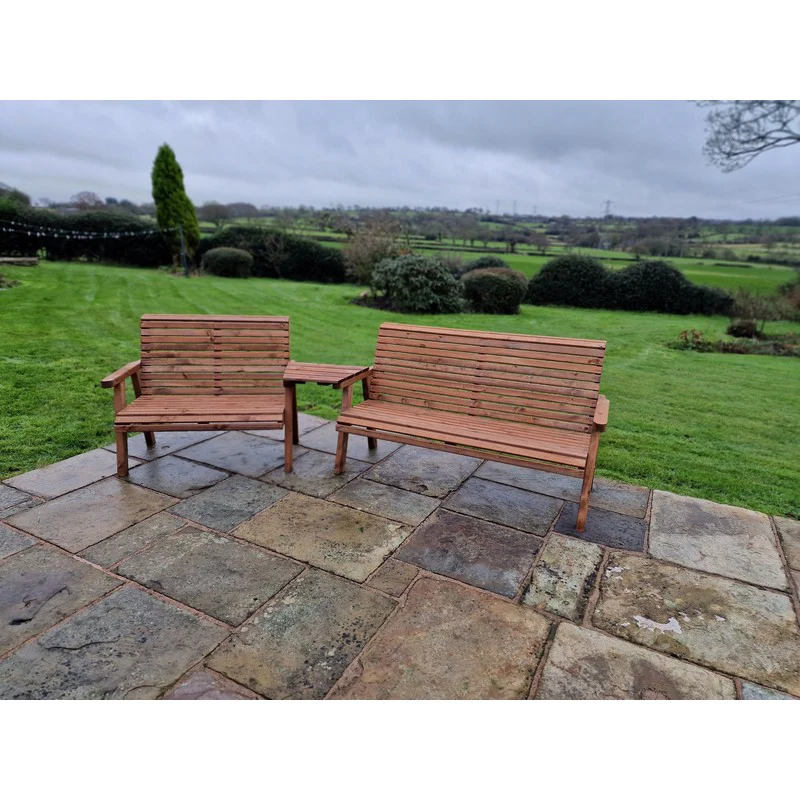 Swedish Redwood Angled Garden Tete a Tete by Croft - 5 Seat - Image 4