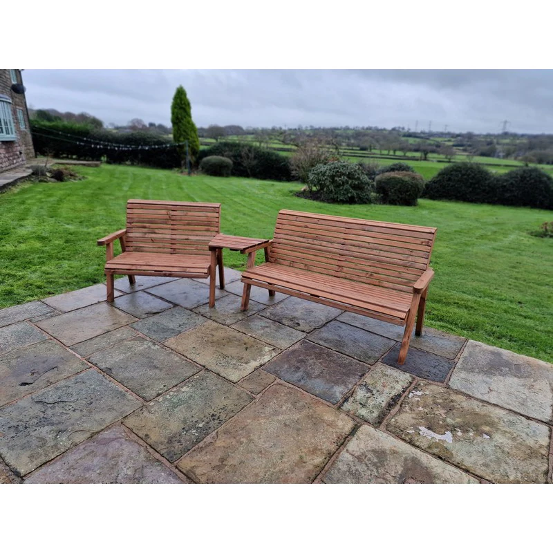 Swedish Redwood Angled Garden Tete a Tete by Croft - 5 Seat - Image 5