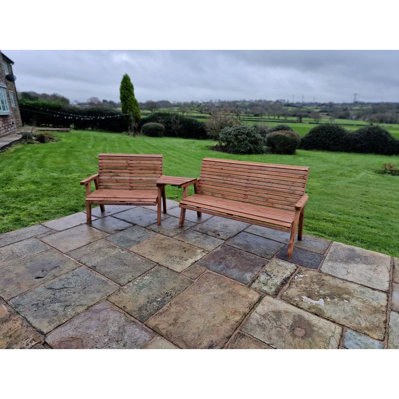 Swedish Redwood Angled Garden Tete a Tete by Croft - 5 Seat - Image 6