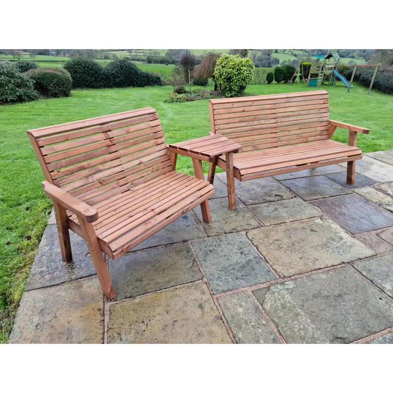 Swedish Redwood Angled Garden Tete a Tete by Croft - 5 Seat - Image 7