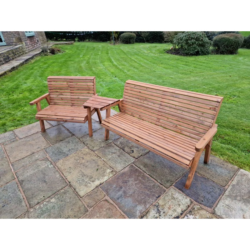 Swedish Redwood Angled Garden Tete a Tete by Croft - 5 Seat - Image 8