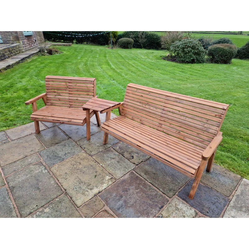 Swedish Redwood Angled Garden Tete a Tete by Croft - 5 Seat - Image 9