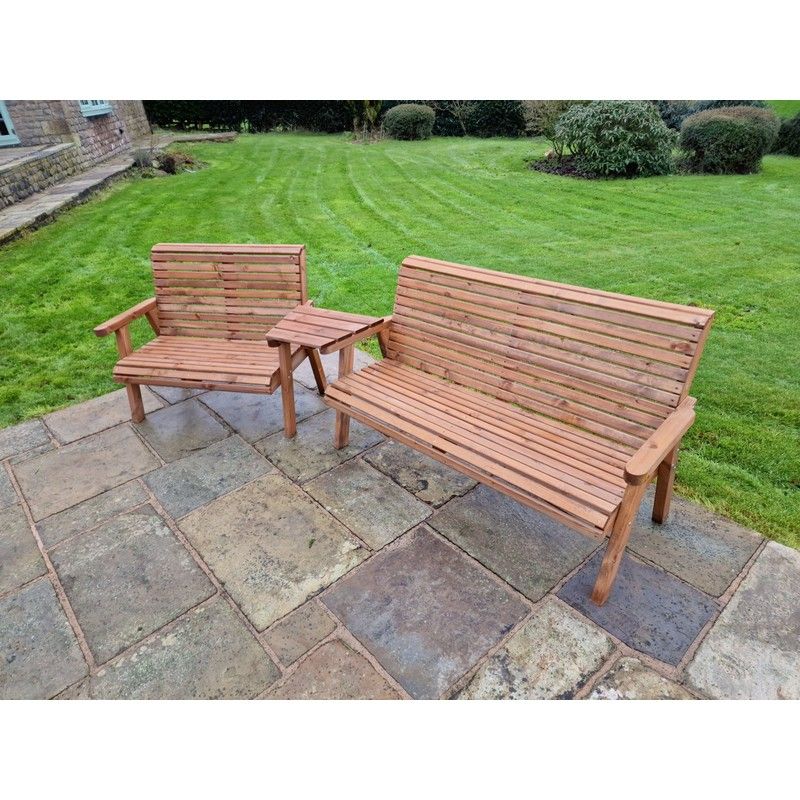 Swedish Redwood Angled Garden Tete a Tete by Croft - 5 Seats - Image 2