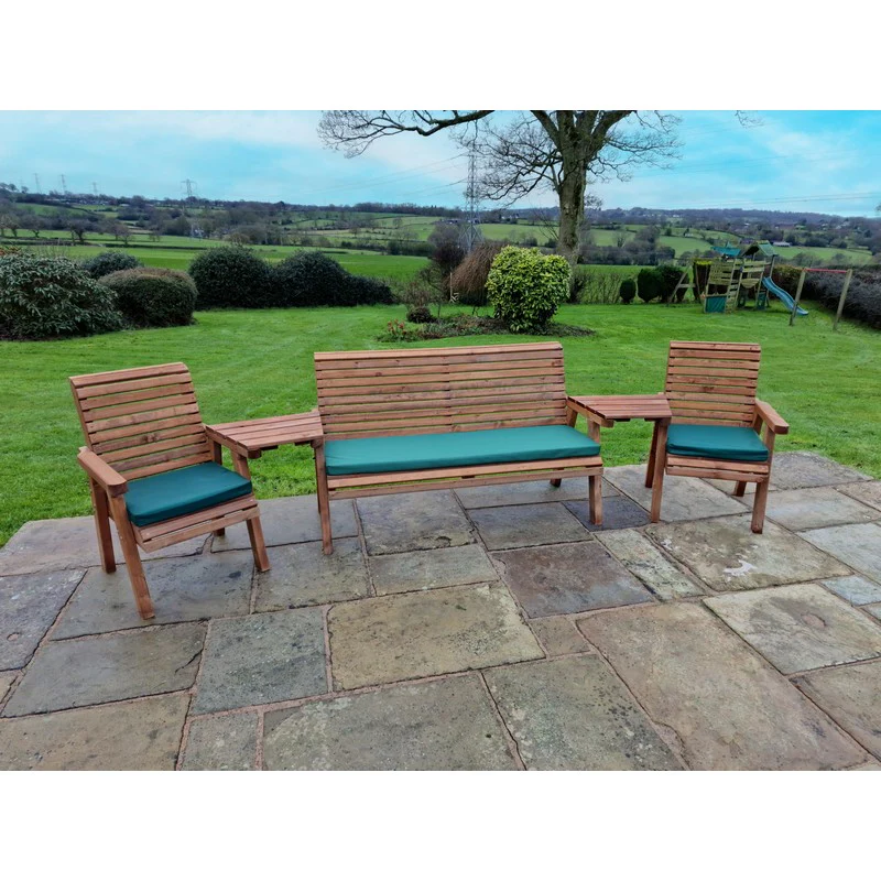 Swedish Redwood Angled Garden Tete a Tete by Croft - 5 Seats - Image 3